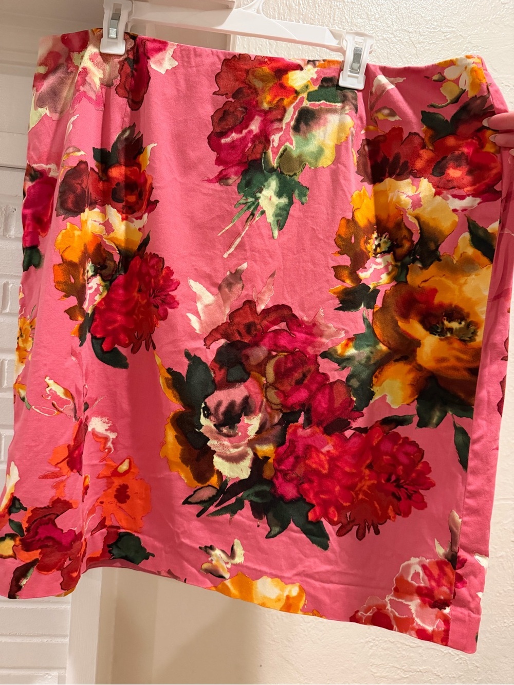 Talbots Pink Floral Mini Pencil Skirt Lightweight Size 18W